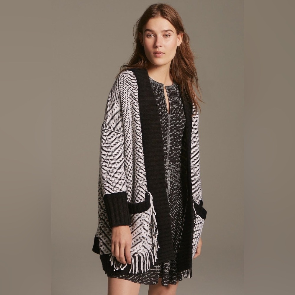 Burberry Brit Glasshouse Fringed Wool Sweater Jacket